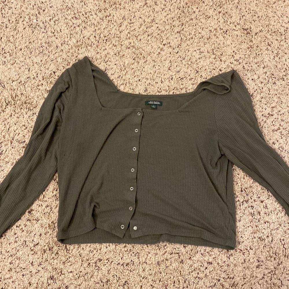 Crop top button up long sleeve